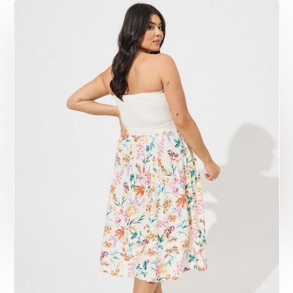 Torrid Midi Jersey Challis Sweetheart Tube Dress Plus size New floral summer - Picture 2 of 5